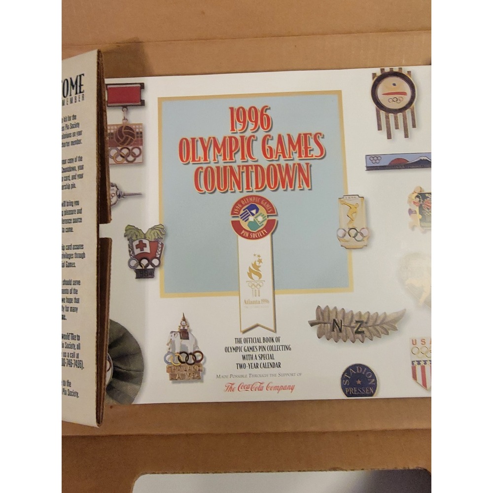 1996 Atlanta Olympic Games Pin Society Charter Member Kit Coca-Cola Book Pin